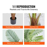 Bild in Galerie-Viewer laden, Amocart Artificial Palm Tree 4/5/6 FT Faux Plant Secure PE Material & Anti-Tip Tilt Protection Low-Maintenance Plant for Home