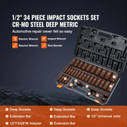 Bild in Galerie-Viewer laden, Amocart 1/2" 3/8" Drive Impact Socket Set 13/23/33/34/48/65/90PCs SAE Metric Cr-V/Cr-Mo Socket Set 6 Point Alloy Steel Repair