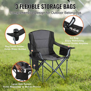 Load image into Gallery viewer, Amocart Camping Folding Chair for Adults Portable Quad Lumbar Back Padded Arm Chairs with Side Pockets for Beach, Lawn, Picnic