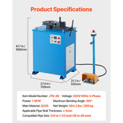 Load image into Gallery viewer, Amocart Electric Tube Bending Machine 1.5 KW Electric Tube Bender for 5/8 to 1-1/2in Pipes with 5 Set Dies, Manual & Auto Modes