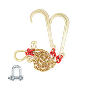 Charger l'image dans la visionneuse de galerie, Amocart G80 V Towing Bridle Chain Towing with 15" J & Grab Hooks Transport Tow Chain Bridle for Flatbed Truck Wrecker Recovery
