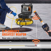 Charger l'image dans la visionneuse de galerie, Amocart Sewer Camera with 512Hz Locator IP68 9" Pipeline Inspection Camera w/DVR Function w/12 Adjustable LED and 16 GB SD Card