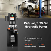 Bild in Galerie-Viewer laden, Amocart Hydraulic Pump Power Unit 10 Qt/15 Qt Single Acting Hydraulic Unit 6.3 L/min Oil Flow for Dump Truck Auto Repair Garage