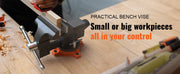 Bild in Galerie-Viewer laden, Amocart Bench Vise 4.5" 6" 6.5" Multipurpose, Swivel Base & Anvil Heavy Cast Iron for Drilling, Conduit Cutting, Sanding
