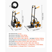Charger l'image dans la visionneuse de galerie, Amocart 440/770 lbs Folding Hand Truck Dolly with 6 Wheels & 2 Elastic Ropes Stair Climbing Cart for Shopping Moving Warehouse