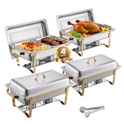 Charger l'image dans la visionneuse de galerie, Amocart 8QT Rectangle Chafing Dish 2/4/6 Packs w/ Full Size Pans Buffet Catering Warmer Server Folding Stand Fuel Holder Tray