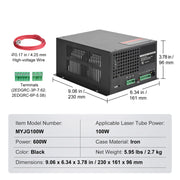 Bild in Galerie-Viewer laden, Amocart CO2 Laser Power Supply for 40W/60W/80W/100W/150W Laser Tube US 110V Compatible for Multi-brand Laser Engravers, Cutters