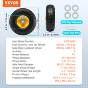 Charger l'image dans la visionneuse de galerie, Amocart 2-Pack Solid PU Run-Flat Tire Wheel 10" Flat Free Tubeless Tires and Wheels for Dollies Garden Trailers Various Carts
