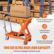 Charger l'image dans la visionneuse de galerie, Amocart 1100lbs Hydraulic Lift Table Cart Manual Single Scissor 35.4" Lifting Height with 4 Wheels for Handling Transport
