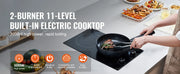 Charger l'image dans la visionneuse de galerie, Amocart 12 inch Electric Cooktop 2 Burners Built-in Electric Stove Top Ceramic Top Radiant Cooktop w/ Glass Panel Knob Control