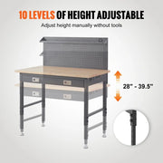 Bild in Galerie-Viewer laden, Amocart 2000lbs 48"x24" Workbench Adjustable Height 28"-39.5" Work Bench with 3m Cable 30 Hooks for Garage Hardwood Working