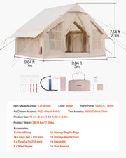 Charger l'image dans la visionneuse de galerie, Amocart Inflatable Tents for Camp Easy Setup Blow up Tent w/ Hand Pump 300D Oxford Tent with Stove Jack Storage Bag Included
