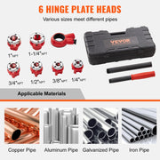 Charger l'image dans la visionneuse de galerie, Amocart Manual Pipe Threader Ratchet Tool Portable Pipe Threading Set w/ 6PCS NPT Dies for Galvanized Aluminum Iron Copper Pipe