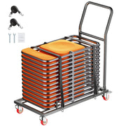 Bild in Galerie-Viewer laden, Amocart 300LBS Folding Chair Rack Cart L-shape Horizontal Placement with Rubber Wheels Metal Chair Storage Dolly for 25 Chairs