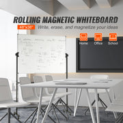 Bild in Galerie-Viewer laden, Amocart Rolling Magnetic Whiteboard Double-Sided Mobile Whiteboard 360° Reversible Adjustable Height Dry Erase Board for School