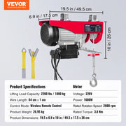 Charger l'image dans la visionneuse de galerie, Amocart 1320-2200 lbs Wireless Electric Hoist with 40ft Single Cable Lifting Height Steel Wire Winch for Garage Warehouse