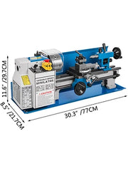 Charger l'image dans la visionneuse de galerie, Amocart Mini Metal Lathe Machine 7"x14" 550W 180x350mm Variable Speed + 3 Jaw Chuck for Metalworking Turning Drilling Threading