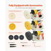 Charger l'image dans la visionneuse de galerie, Amocart Bench Buffer Polisher 1/2HP 0 to 8000RPM with 2PCS4" Cotton Wheel 3PCS 3" Abrasive Fiber Wheels Compound for Metal Wood