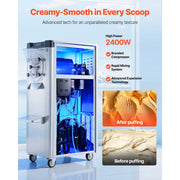 Load image into Gallery viewer, Amocart 2000/2400W Commercial Hard Ice Cream Machine with 6/10L 304 Stainless Steel Cylinder Auto Clean LED Panel for Snack Bar