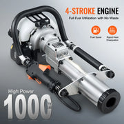 Bild in Galerie-Viewer laden, Amocart 37.77cc Gas-Powered T Post Driver 4-Stroke Engine Gasoline Fence Piling Pounder with 3 Post Driving Head(45/55/88 mm)