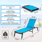 Load image into Gallery viewer, Amocart Chaise Lounge Chair Outdoor Aluminum Patio LoungeFolding Pool Lounge Recliner Full Flat for Patio Beach Pool Dark Grey