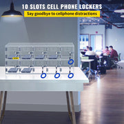 Charger l'image dans la visionneuse de galerie, Amocart Cell Phone Storage Locker 10/20 Slots Acrylic Material w/ Door Locks &Keys Wall-Mounted Cabinet Pocket Office Classroom