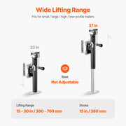 Bild in Galerie-Viewer laden, Amocart 2500Lbs Trailer Jack Swivel Bolt-on Trailer Jack with Ergonomic Handle 15in Vertical Travel for RV Yacht Trailers