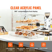 Bild in Galerie-Viewer laden, Amocart 2/3-Tier Commercial Acrylic Pastry Bakery Display Case with Rear Door Access & Removable Shelves for Donut Bagels Cake