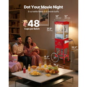 Charger l'image dans la visionneuse de galerie, Amocart Popcorn Machine with Cart Stainless Steel Kettle Popcorn Maker with 2-Button Control Glass Wall PC Door 1 Scoop 3 Spoon