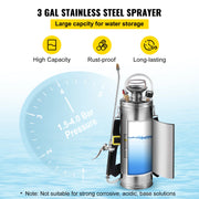 Load image into Gallery viewer, 4-12L Hand Powered Sprayer Stainless Steel Watering Spraying Sprinkling Atomizer Pump Home Ground Garden Cleaning Sprayer