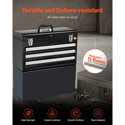 Bild in Galerie-Viewer laden, Amocart 20in 3-Drawer Metal Tool Box Black/Red Tool Chest with EVA Liners Multifunction Tool Organizer for Garage & Workshop