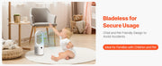 Charger l'image dans la visionneuse de galerie, Amocart Desk Fan Bladeless 12.99 In Kids-Friendly Personal Portable Desk Fan 6-Speed USB Quiet Cooling Small Tower Fan for Home