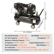 Bild in Galerie-Viewer laden, Amocart 7HP/15HP Gas Power Air Compressor 10/20/30 Gallon Air Compressor Tank 115PSI Max Pressure for Construction Workshop