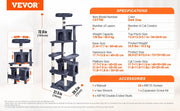 Bild in Galerie-Viewer laden, Amocart Cat Tree for Indoor Cats Cat Tower with Cat Condo Sisal Scratching Post HammockTop Perch Jumping Platforms Dark Grey
