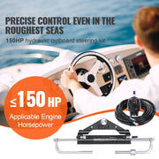 Charger l'image dans la visionneuse de galerie, Amocart 150HP Hydraulic Outboard Steering Kit Boat Marine System, 20Ft Hose & Built-in Two-Way Lock Cylinder, Boat Accessories