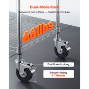 Charger l'image dans la visionneuse de galerie, SucceBuy Kitchen Utility Cart 3 Tier Adjustable Wire Storage Rack with Wood Tabletop and Handle Bar 661 lbs Steel Work Table