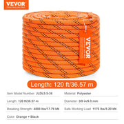 Bild in Galerie-Viewer laden, Amocart 120ft Dual-Weave Polyester Cord 3/8 1/2in 48-Strand Multi-Use Rope for Arborist Activities Outdoor Adventures Versatile