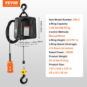 Bild in Galerie-Viewer laden, Amocart 1100lbs 1500W Electric Hoist Winch Portable Power Winch Crane with Wireless Remote Control for Overload Protection