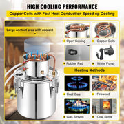Bild in Galerie-Viewer laden, Amocart 50L Alcohol Still Stainless Steel Water Alcohol Distiller with Condenser 13.2Gal Wine Making Boiler with Copper Tube