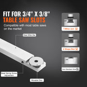 Charger l'image dans la visionneuse de galerie, Amocart Precision Miter Gauge Standard Slot 3/4'' x 3/8'' Aluminum Alloy Table Saw 24/18/19-35 in Grating 15 Angle Stops DIY