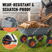 Charger l'image dans la visionneuse de galerie, Amocart Dump Cart Poly Garden Dump Cart Easy to Assemble Steel Frame Dump Wagon with 2-in-1 Convertible Handle Safe Transport