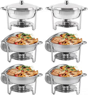 Charger l'image dans la visionneuse de galerie, Amocart 4 Pack Chafing Dish Buffet Set Stainless Steel Chafer w/4 Full Size Pan Round Catering Warmer Server for Party Banquets