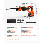 Bild in Galerie-Viewer laden, Amocart Corded Reciprocating Saw 120 Volt 7.5 Amp 2800 SPM Variable Speed, 1-1/8 inch Stroke Length Electric Reciprocating Saw