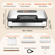 Charger l'image dans la visionneuse de galerie, Amocart Commercial Vacuum Sealer Machine Multifunction Automatic Food Packaging with Bag Roll Storage Cutter for Home Kitchen