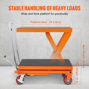 Load image into Gallery viewer, with 4 Wheels for Material Handling Transport Amocart 1100lbs Hydraulic Lift Table Cart Manual Scissor 35.4" Lifting Height