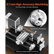 Bild in Galerie-Viewer laden, Amocart 2.76x5.12 in Mini Metal Lathe Machine 36W 20,000 RPM Speed + 3-jaw Chuck Aluminum Alloy for Processing Precision Parts