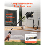 Bild in Galerie-Viewer laden, Amocart Pressure Washer Hose Reel 50 ftx3/8 in Steel Bracket-Mounted 4000PSI Max Manual Power Hand Crank for Car/Floor Washing