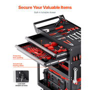 Charger l'image dans la visionneuse de galerie, Amocart 5-Tier Tool Chest 2-Drawer Rolling Tool Work Cart with Locking & Pegboard Tools Storage Organizer for Garage Warehouse