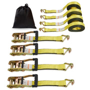 Bild in Galerie-Viewer laden, Amocart Ratchet Tie Down Straps (4PK) 10000 lb Break Strength Double J Hook for Moving Securing Cargo Appliances Lawn Equipment