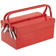 Charger l'image dans la visionneuse de galerie, Amocart Metal Tool Box 2-Tier 3-Tray Portable Folding Tool Chest Organizer with Handle & Lock Toolbox for Factory Repair Shop